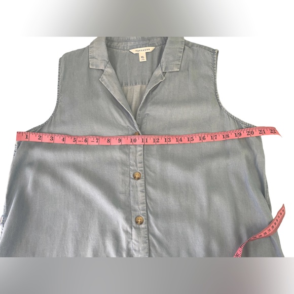 POPSUGAR Blue Chambray Mini Dress With Pockets Women Size XL - Picture 10 of 11
